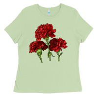 Matcha Scarlet Red Carnation Illustrations Ladies Tee - LillyAllenDesigns