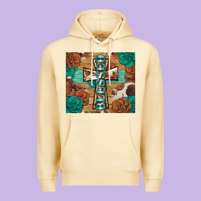 Blessed Cross Premium Hoodie Designed By Barkaloodesign