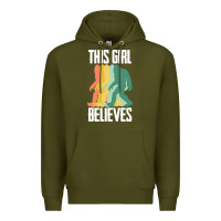 Army Green bigfoot t  shirt bigfoot   this girl believes t  shirt Premium Hoodie - DesigneFamous