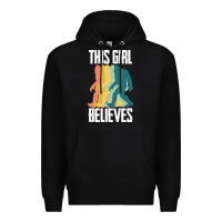 Black bigfoot t  shirt bigfoot   this girl believes t  shirt Premium Hoodie - DesigneFamous