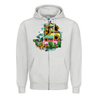 Dove Grey Campeche State Of Mexico Map Zipper Hoodie - RanaPortraitStore