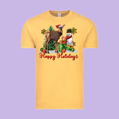 Happy Holidays Baby Deer Vintage Tee Designed By Lillyallendesigns
