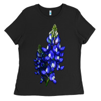 Black Bluebonnet Flower Illustrations Ladies Tee - LillyAllenDesigns