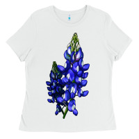 White Bluebonnet Flower Illustrations Ladies Tee - LillyAllenDesigns