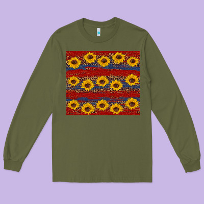 Usa And Sunflower Pattern Long Sleeve Tee Designed By Artiststas