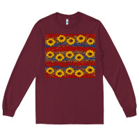 Burgundy usa and sunflower pattern Long Sleeve Tee - Artiststas