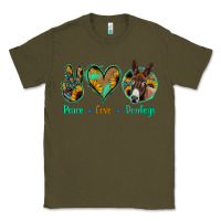 Army Green Peace Love Donkeys Classic Tee - Jasminsmagicworld