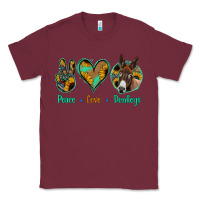 Burgundy Peace Love Donkeys Classic Tee - Jasminsmagicworld
