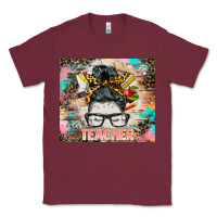 Burgundy teacher messy bun tumbler Classic Tee - BarkalooDesign