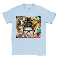 Dusty Blue teacher messy bun tumbler Classic Tee - BarkalooDesign
