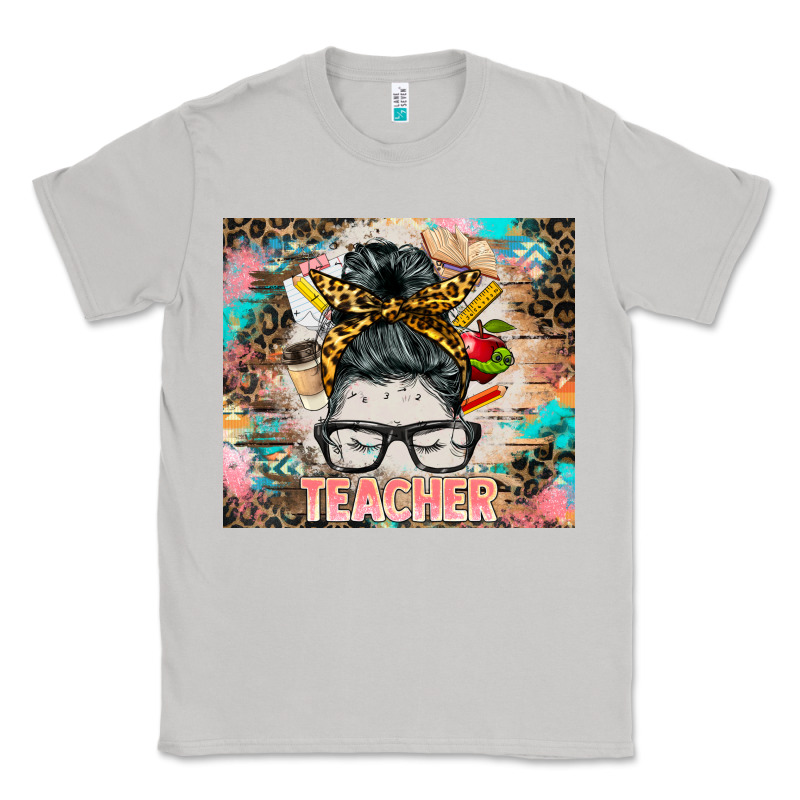 Teacher Messy Bun Tumbler Classic Tee by BarkalooDesign | Teevron