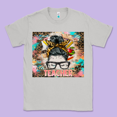 Teacher Messy Bun Tumbler Classic Tee Designed By Barkaloodesign