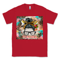 Red teacher messy bun tumbler Classic Tee - BarkalooDesign