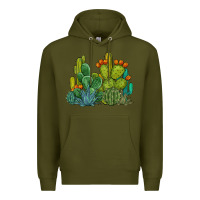 Army Green watercolor cactus Premium Hoodie - BarkalooDesign