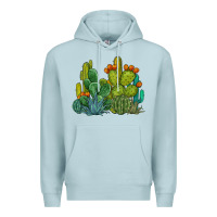 Blue Mist watercolor cactus Premium Hoodie - BarkalooDesign
