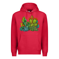 Cardinal watercolor cactus Premium Hoodie - BarkalooDesign