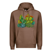 Chestnut watercolor cactus Premium Hoodie - BarkalooDesign
