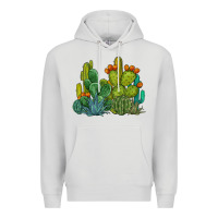 Dove Grey watercolor cactus Premium Hoodie - BarkalooDesign