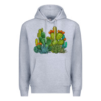 Heather Grey watercolor cactus Premium Hoodie - BarkalooDesign