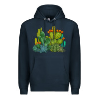 Navy watercolor cactus Premium Hoodie - BarkalooDesign