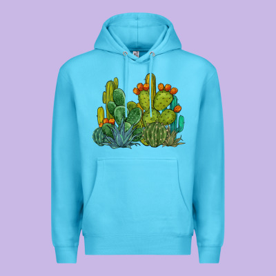Watercolor Cactus Premium Hoodie Designed By Barkaloodesign