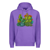 Purple watercolor cactus Premium Hoodie - BarkalooDesign