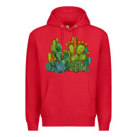 Red watercolor cactus Premium Hoodie - BarkalooDesign