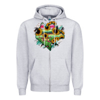 Heather Grey Chiapas State Of Mexico Map Zipper Hoodie - RanaPortraitStore