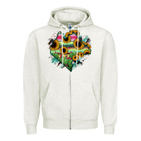 Oatmeal Heather Chiapas State Of Mexico Map Zipper Hoodie - RanaPortraitStore