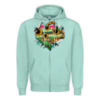 Seafoam Chiapas State Of Mexico Map Zipper Hoodie - RanaPortraitStore