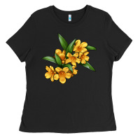 Black Yellow Jessamine Flower Illustrations Ladies Tee - LillyAllenDesigns