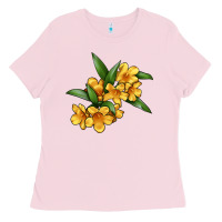 Bubblegum Pink Yellow Jessamine Flower Illustrations Ladies Tee - LillyAllenDesigns