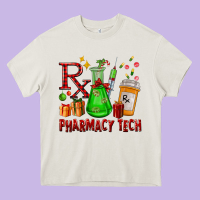 Pharmacy Tech Christmas Heavy Core Tee Designed By Fadigitalartstudio