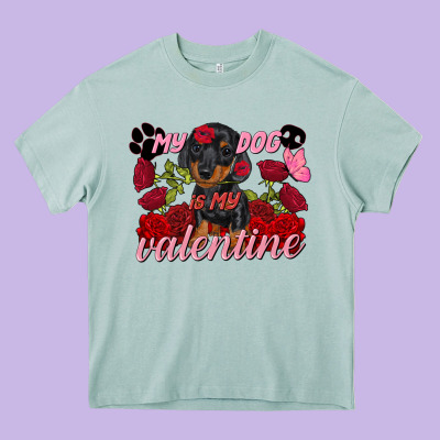 My Dog Is My Valentine Valentine's Day Heavy Core Tee Designed By Fadigitalartstudio