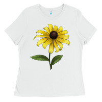 White Black Eyed Susan Flower Illustrations Ladies Tee - LillyAllenDesigns
