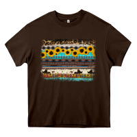 Chocolate Brown sunflower aztec serape cowhide background Heavy Core Tee - RanaPortraitStore