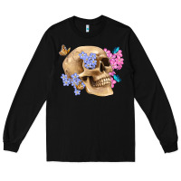 Black skull flora butterfly Long Sleeve Tee - Artiststas
