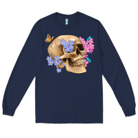 Navy skull flora butterfly Long Sleeve Tee - Artiststas