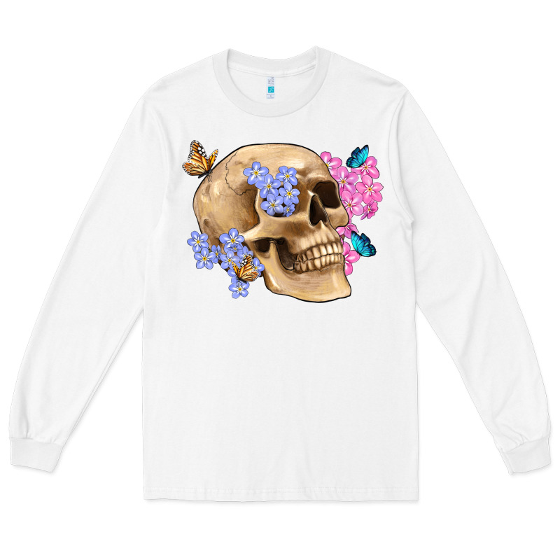 Skull Flora Butterfly Long Sleeve Tee by Artiststas | Teevron