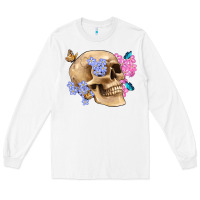 White skull flora butterfly Long Sleeve Tee - Artiststas