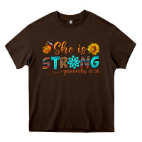 Chocolate Brown she is strong Heavy Core Tee - BundleAndBundleShop