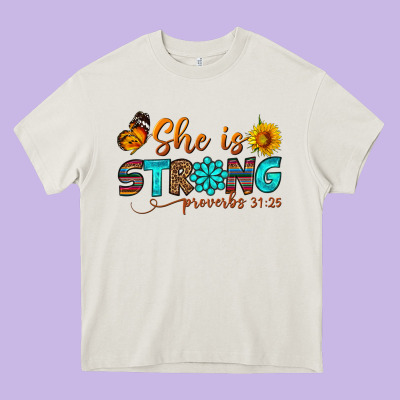 She Is Strong Heavy Core Tee Designed By Bundleandbundleshop
