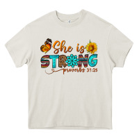 Cream she is strong Heavy Core Tee - BundleAndBundleShop