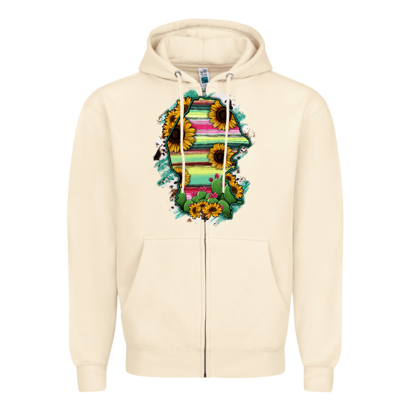 Coahuila State Of Mexico Map Zipper Hoodie by RanaPortraitStore | Teevron