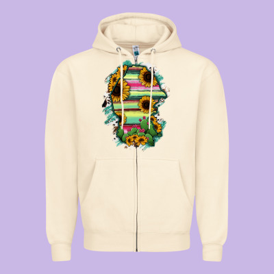 Coahuila State Of Mexico Map Zipper Hoodie Designed By Ranaportraitstore