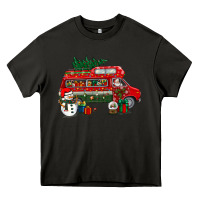 Asphalt christmas santa claus with retro van Heavy Core Tee - BundleAndBundleShop