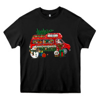 Black christmas santa claus with retro van Heavy Core Tee - BundleAndBundleShop
