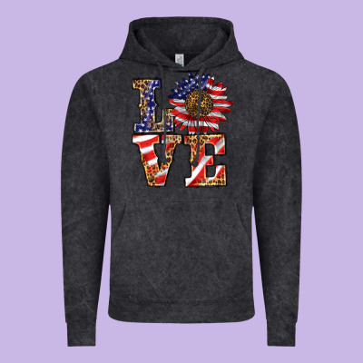 Patriotic Sunflower Love Vintage Hoodie Designed By Barkaloodesign