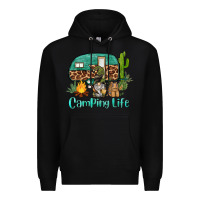 Black camping life caravan and gnome Premium Hoodie - BarkalooDesign