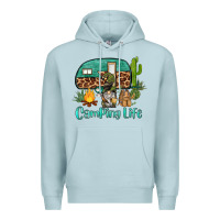 Blue Mist camping life caravan and gnome Premium Hoodie - BarkalooDesign